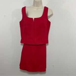 Vintage Alberto Makali & Cache' Collab Red Top and Skirt Set Bodycon Size 8